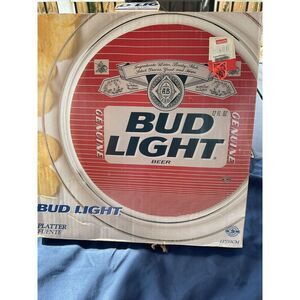 Vintage 80s Era Bud Light Glass Platter